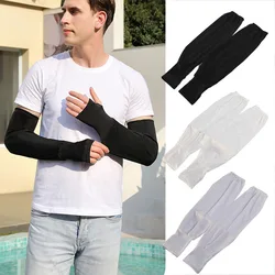 1pair Unisex Summer Loose Sunscreen Driving Ice Silk Sleeve Female Male Long Length UV Protection Sleeve Arm Gloves Ice Sleeve