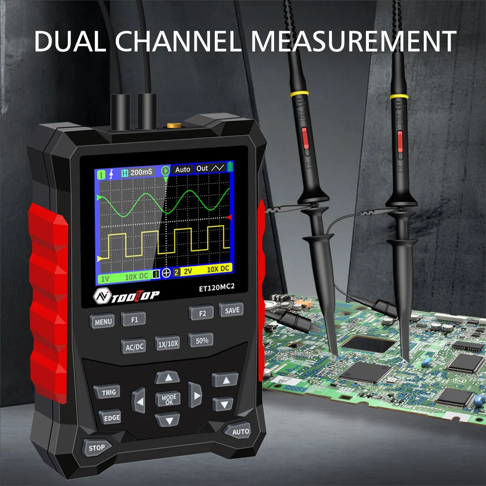 ET120MC2 Dual Channel Handheld Digital Oscilloscope 120MHz 500MSa/S Sampling Rat