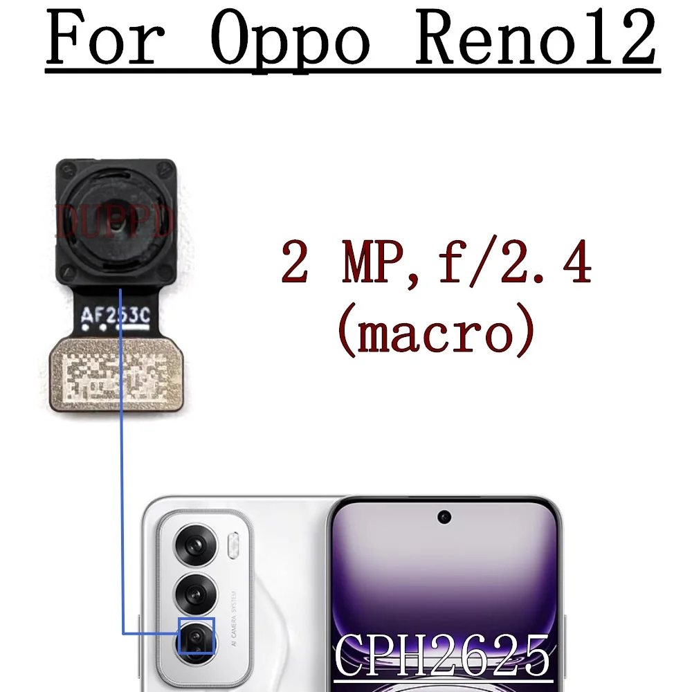 OPPO Reno12 Reno 12 CPH2625 전면 셀카 후면 메인 와이드 카메라 플렉스 케이블 수리 부품용 전면 후면 카메라