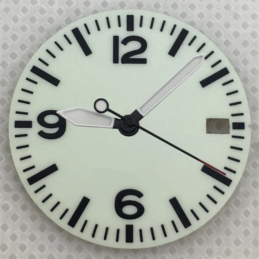 29mm Black and White Full Luminous Dial with Green Luminescence
