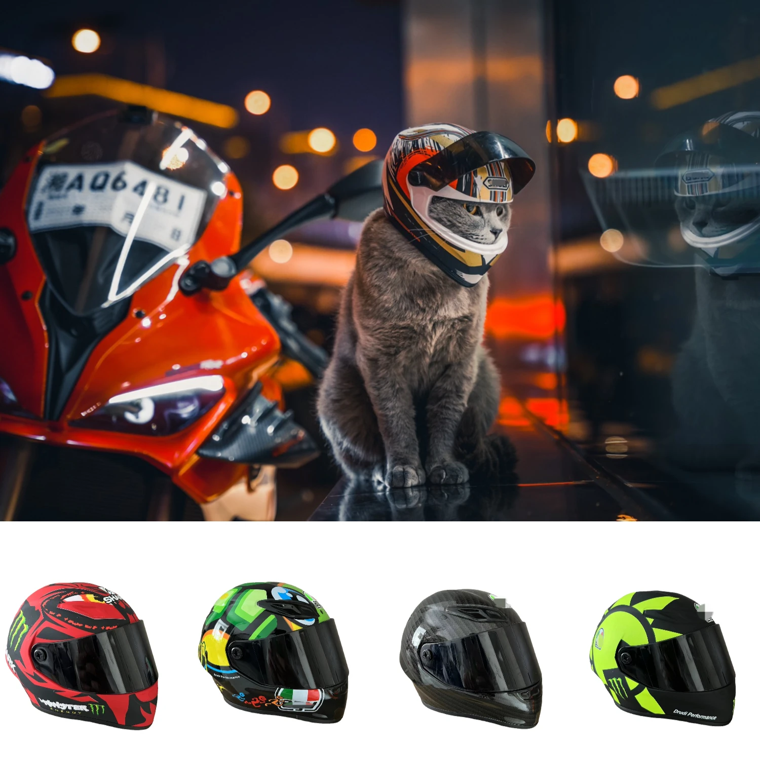Pet Motorcycle Helmet Small Full Face For Cat Dog Puppy Outdoor Head Protecting