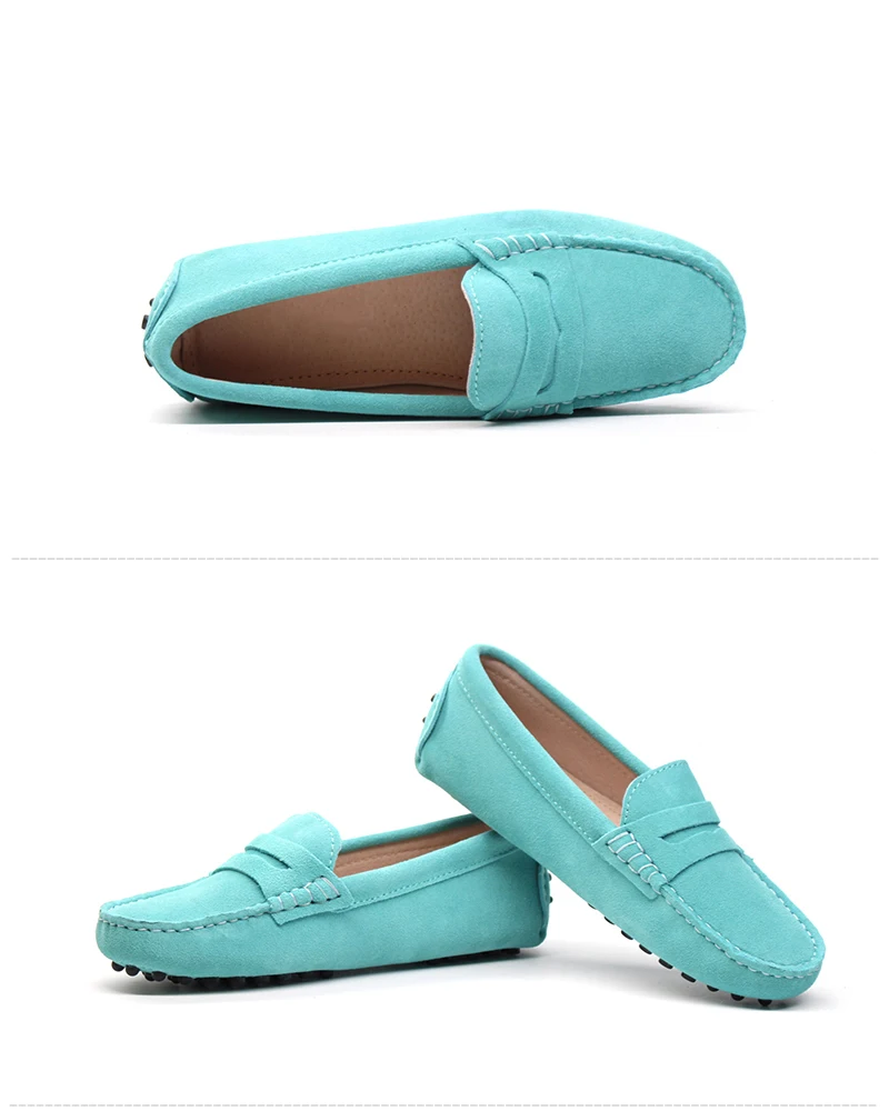 GRWG Shoes Women Genuine Leather Spring Flat Shoes Casual Loafers Slip On Women's Flats Shoes Moccasins Lady Driving Shoes