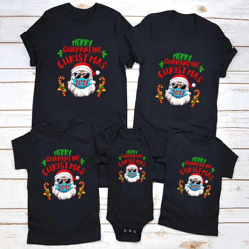thumbnail image 2 of Conjuntos familiares a juego para Navidad, camiseta divertida de Papá Noel con aspecto familiar, ropa de algodón para bebé, camisetas para padre, madre, hija e hijo, 2 of 5