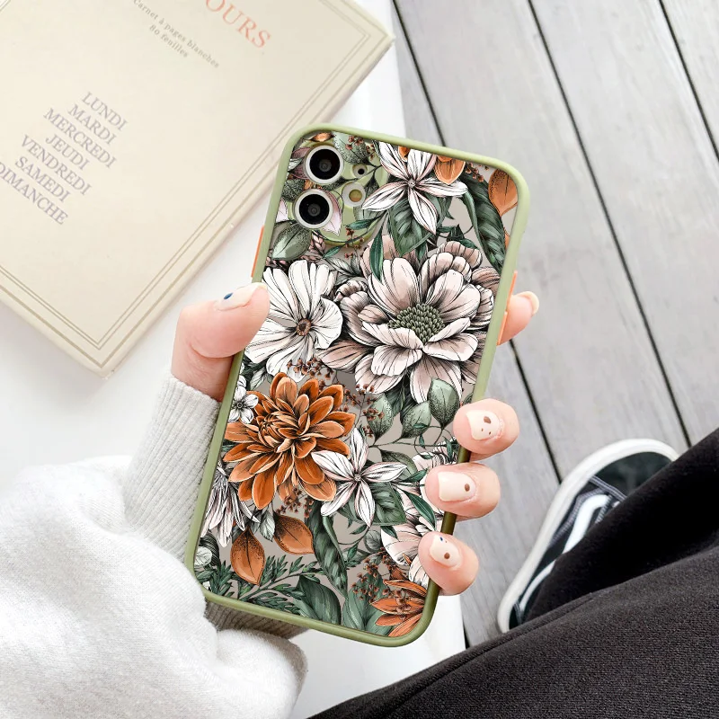 Elegant Camellia Floral Shockproof Phone Case - Fashionable Luxury Back Cover
