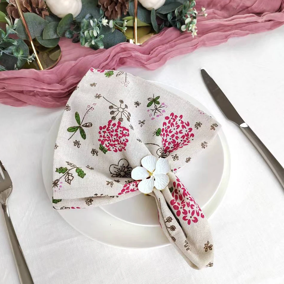 40x40cm Floral Printed Cloth Napkins Set Of 10 Japanese Style Dinner Dish  Towel Wedding Restaurant Bar Table Mat Decoration - Table Napkin -  AliExpress