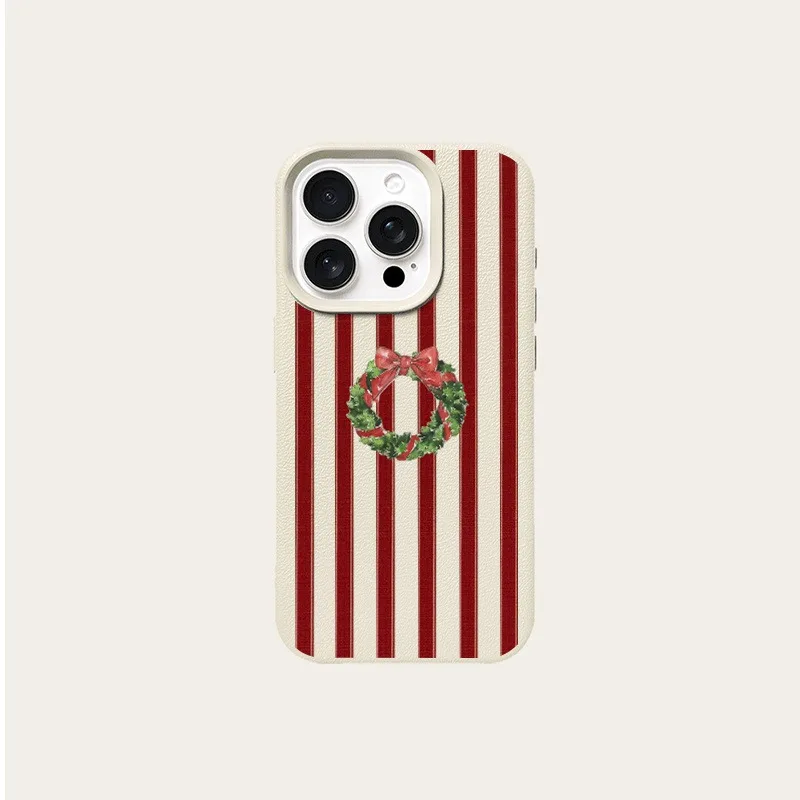 Festive Christmas Wreath Design Phone Case - Ideal for Holiday Cheer and New Year Celebration