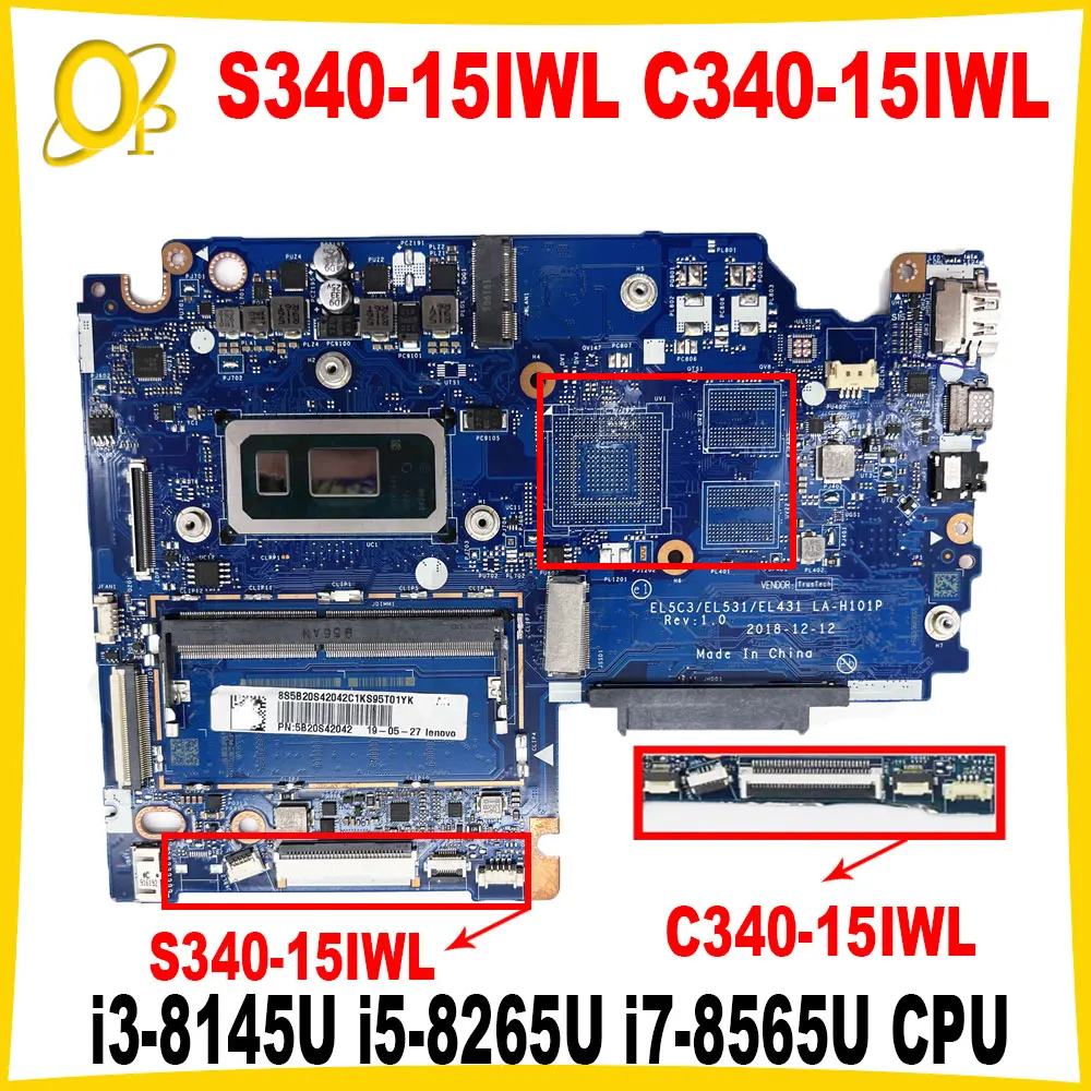 

LA-H101P for Lenovo S340-15IWL C340-15IWL Laptop Motherboard with i3-8145U i5-8265U i7-8565U CPU 4GB-RAM DDR4 UMA Fully Tested