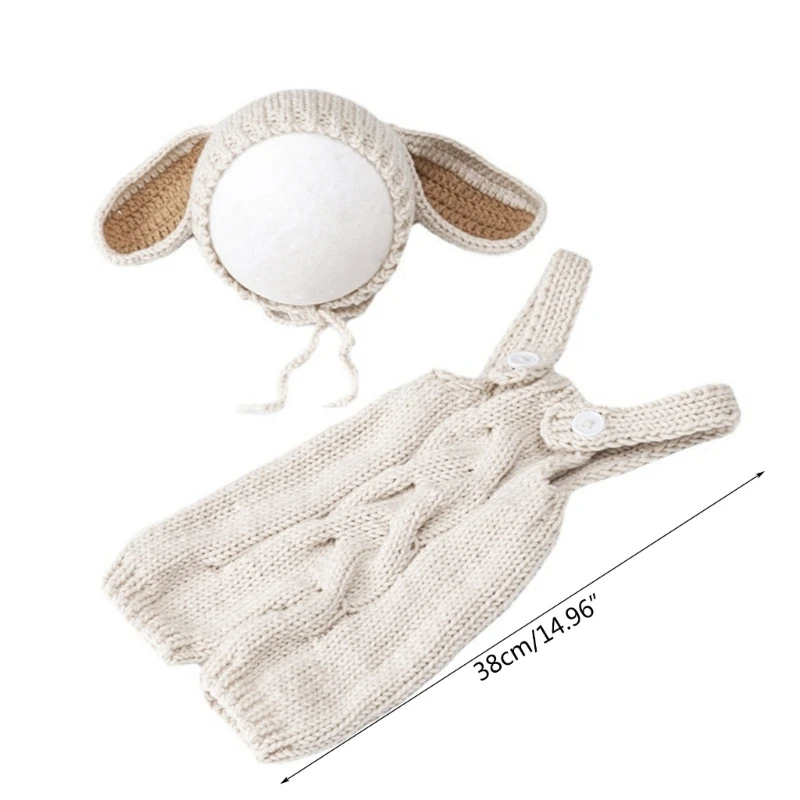 

Baby Photography Costume Newborn Photoshoot Accessories Knitting Suspenders Hat