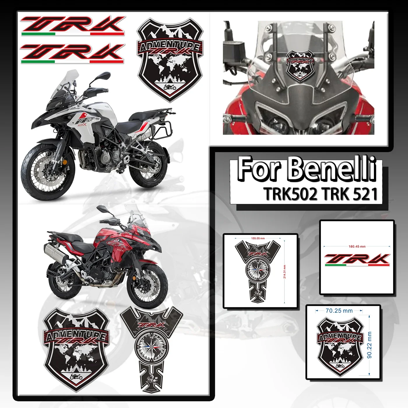 Per Benelli Trk502 Trk 521 Adesivi Per Moto Tank Pad Emblem Protector Adventure Trunk Bagagli Custodie In Alluminio
