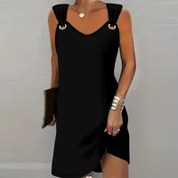 Women's Fashionable Casual Solid Color Suspender Dress Sleeveless Summer Comfortable Skirt - Image 2