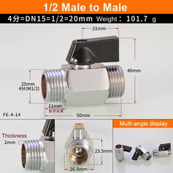 Black Brass Mini Shut Off Valve for Air, Water, Gas, and Oil (3l4 Male to Female)