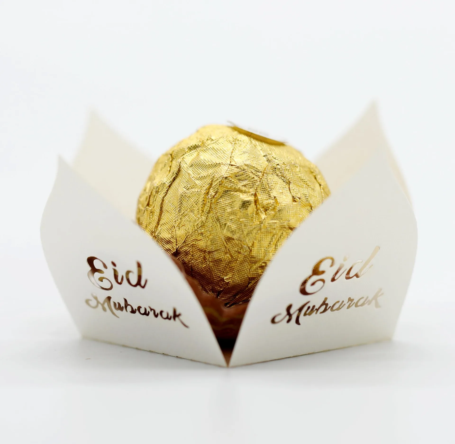 100 Pezzi Medio Oriente Eid Ramadan Scatola Di Caramelle Dorate Festa Di Nozze Eid Ferrero Pizzo Di Carta Al Cioccolato