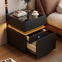 Intelligent Bedside Table with Sensor Light Wooden Bedroom Wireless Charging Nightstand Assembled 3 Drawers Side Storage Cabinet 5