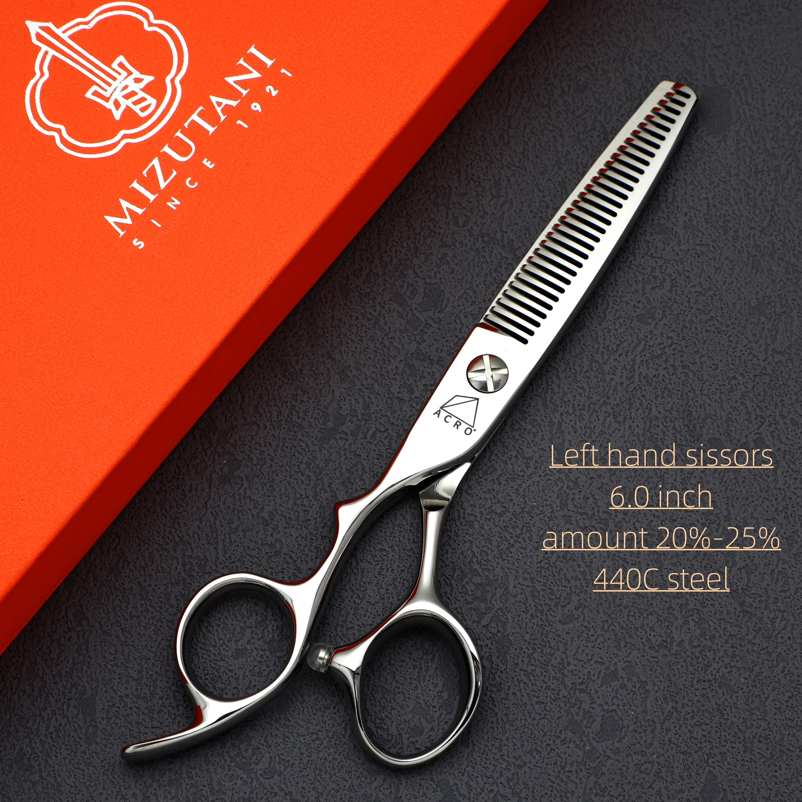 MIZUTANI professional Left hand sissors man and women thinning shears 6.0 inch 440c steel barber sissors accessories