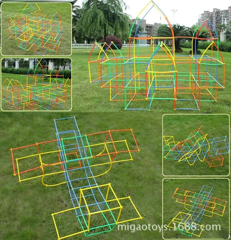 100-700pcs Plastic 4D Straw Building Blocks Joint Funny Development Toys Geometric Shape Block For baby education Playing Toys
