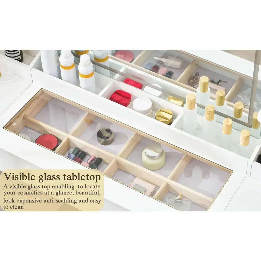 Vanity Makeup Desk 55 INCH Vanity Desk Mirror Dressers for Girl 3