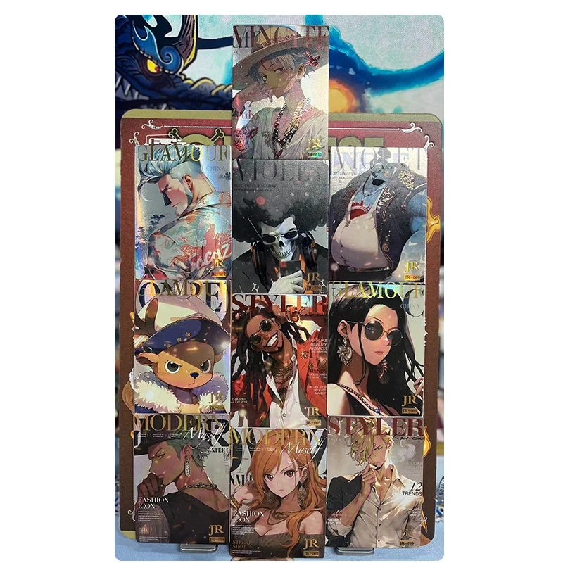 

9Pcs/set One Piece Jr Series Nami Hancock Zoro Luffy Anime Character Rare Bronzing Collection Flash Card Toy Card Christmas Gift