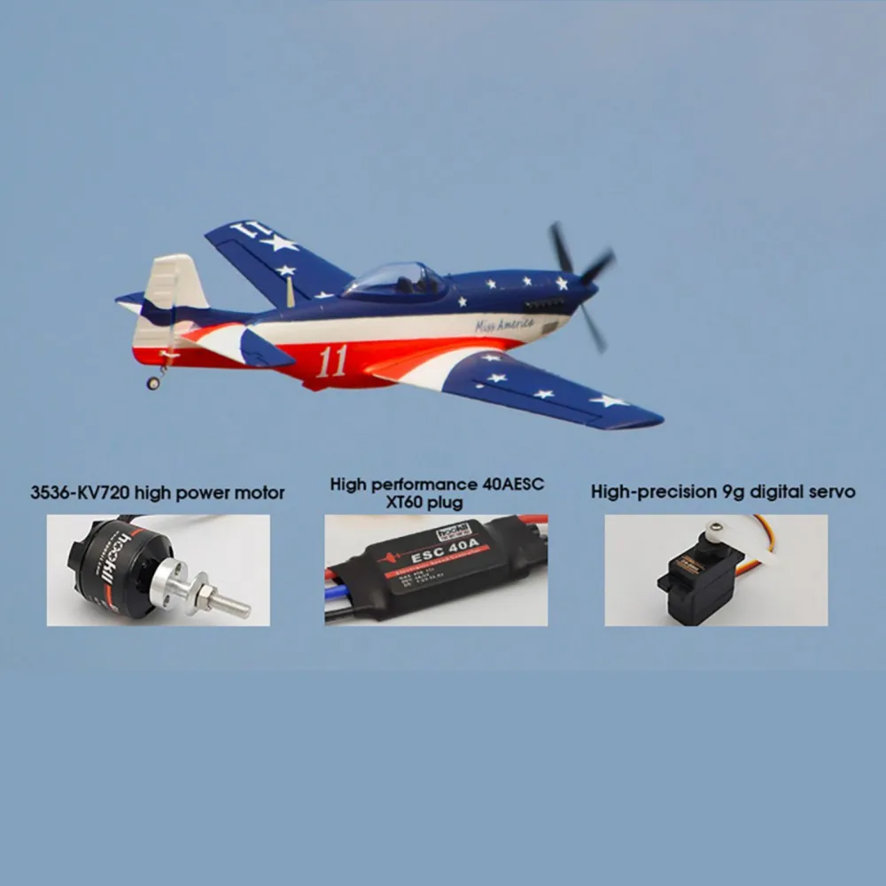 HOOKLL P51 Miss America 1200mm Wingspan EPO RC Airplane Warbird Fighter KIT/PNP 3