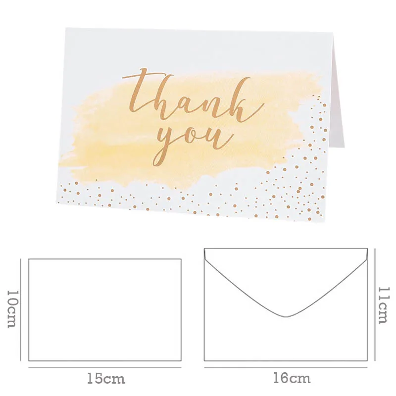 6Pcs/Set Thank You Card with Envelope Blank Folding Cards Birthday Wedding Party Greeting Card Note Message Blessing