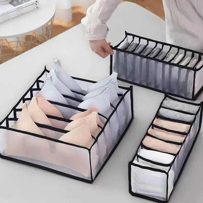 Underwear Storage Box Women's Socks Wardrobe Drawer-Type Bra Underwear Thickened Grid Packing Box Mesh Grid storage box underwear storage organizer underwear storage box drawer organizer
