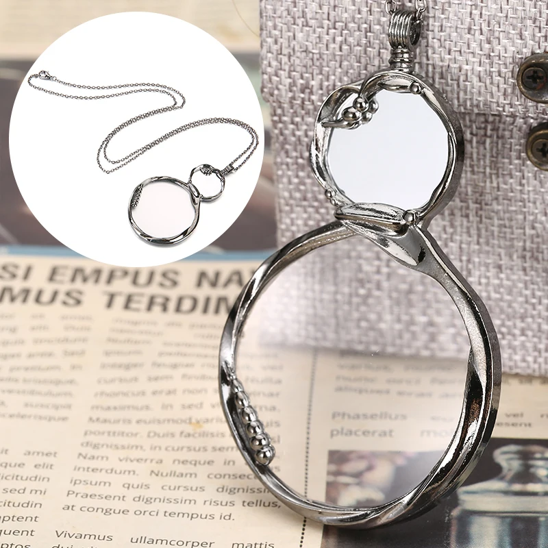 

Creative Mirror Magnifier Necklace Metal Pendent Practical Magnifiers Portable Magnification Tool Pendents