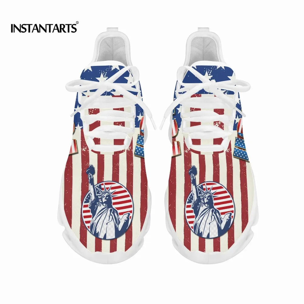 7.4 American Flag Statue Of Liberty Print Flat Shoes For Women Cool Sneaker For Female Spring Summer Woman Footwear