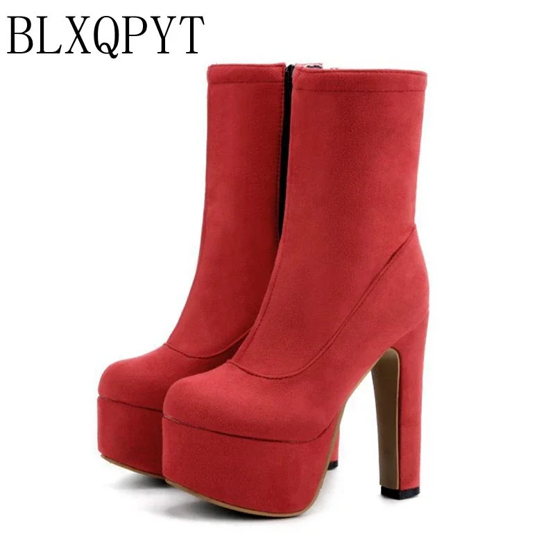 

BLXQPYT Ladies Big size 31-48 short woman Mujer Ankle Boots Sexy super high Heels 13.5cm Party wedding Women Shoes pumps 88-9