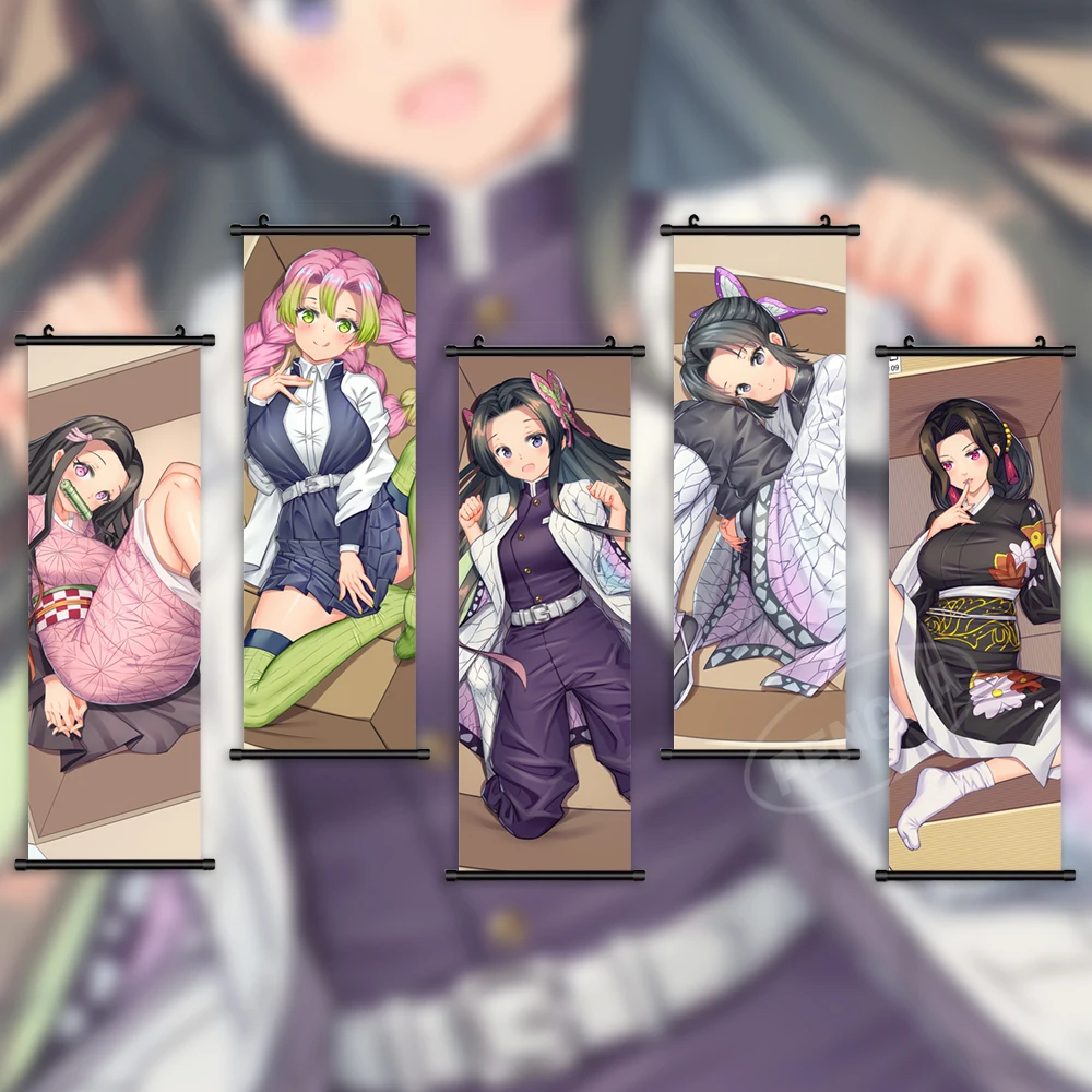 

Home Decoration Demon Slayer Wall Art Kochou Shinobu Painting Hanging Scrolls Kamado Nezuko Canvas Print Anime Pictures Poster