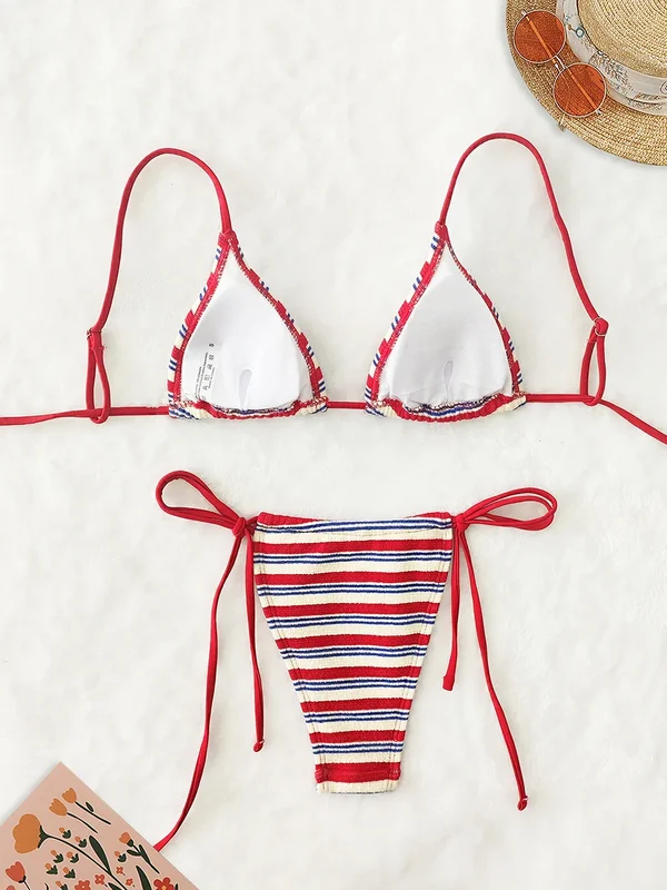 Women's Sexy Push-Up Two-Piece Swimsuit 2026 Bathing Suit Micro Beachwear Stripe Bikini Set Swimwear Trendy Mciro
