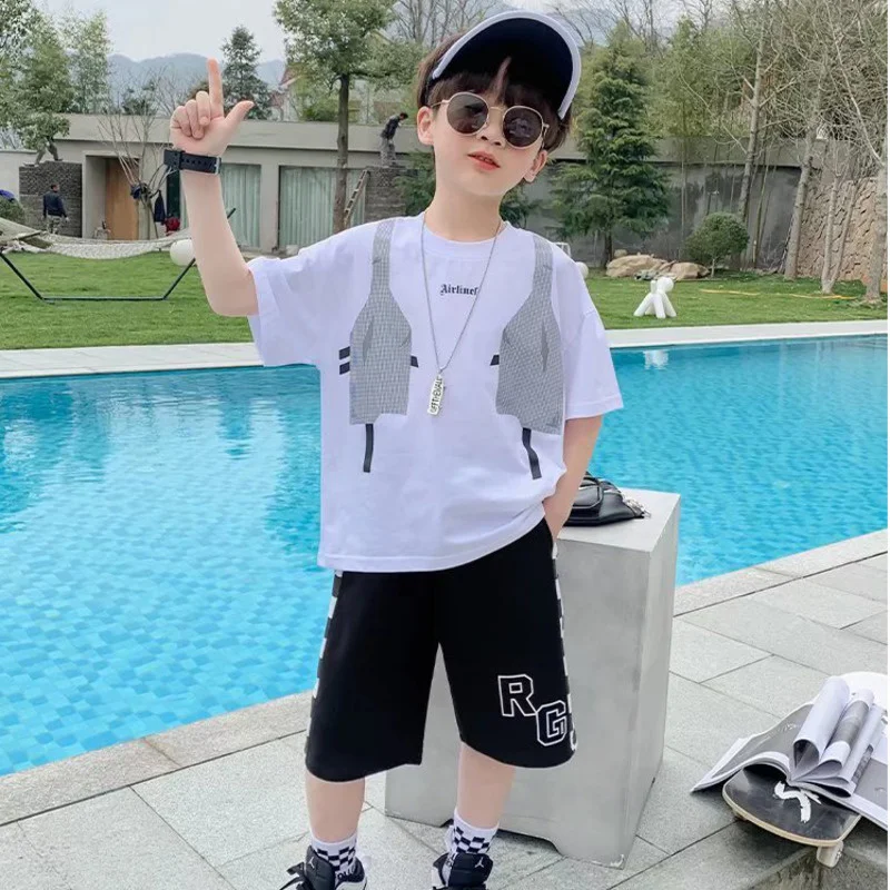 Fried Street Boy's Middle Pants Middle-aged Children's Sports Casual Shorts Summer Thin Thin Loose Children's Cropped Pants Tide