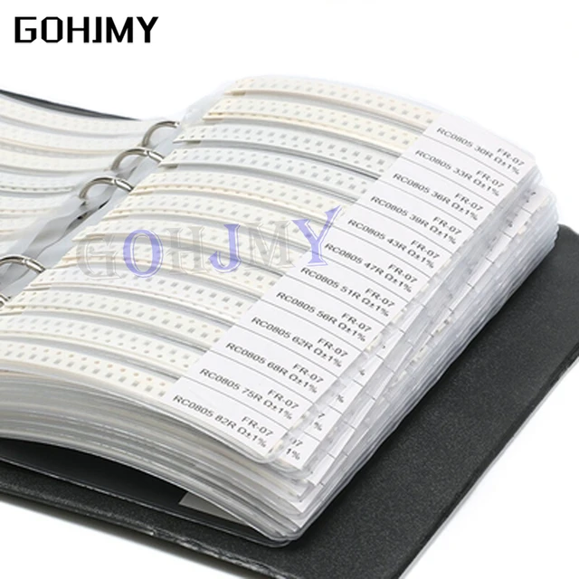 4250 шт. 8500 шт. 8850 шт. 0201 0402 0603 0805 1206 Образец резистора GOHJMY Пустая книга 1% SMD Ассорти комплект 10K 100K 200K 1K 1R 100R 2