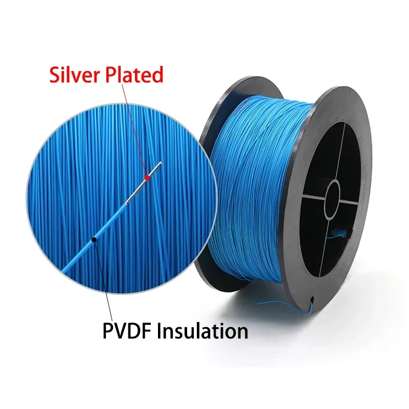 Description Picture 5 of item5/10/50M UL1423 PTFE Silver Plated Copper Wire 38/36/34/30/28/26AWG Micro Fine High Temperature Electronic DIY Single Core Cable