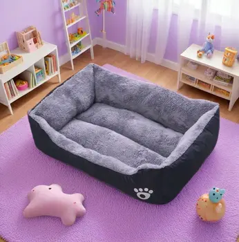 Plush Black Dog Bed 4
