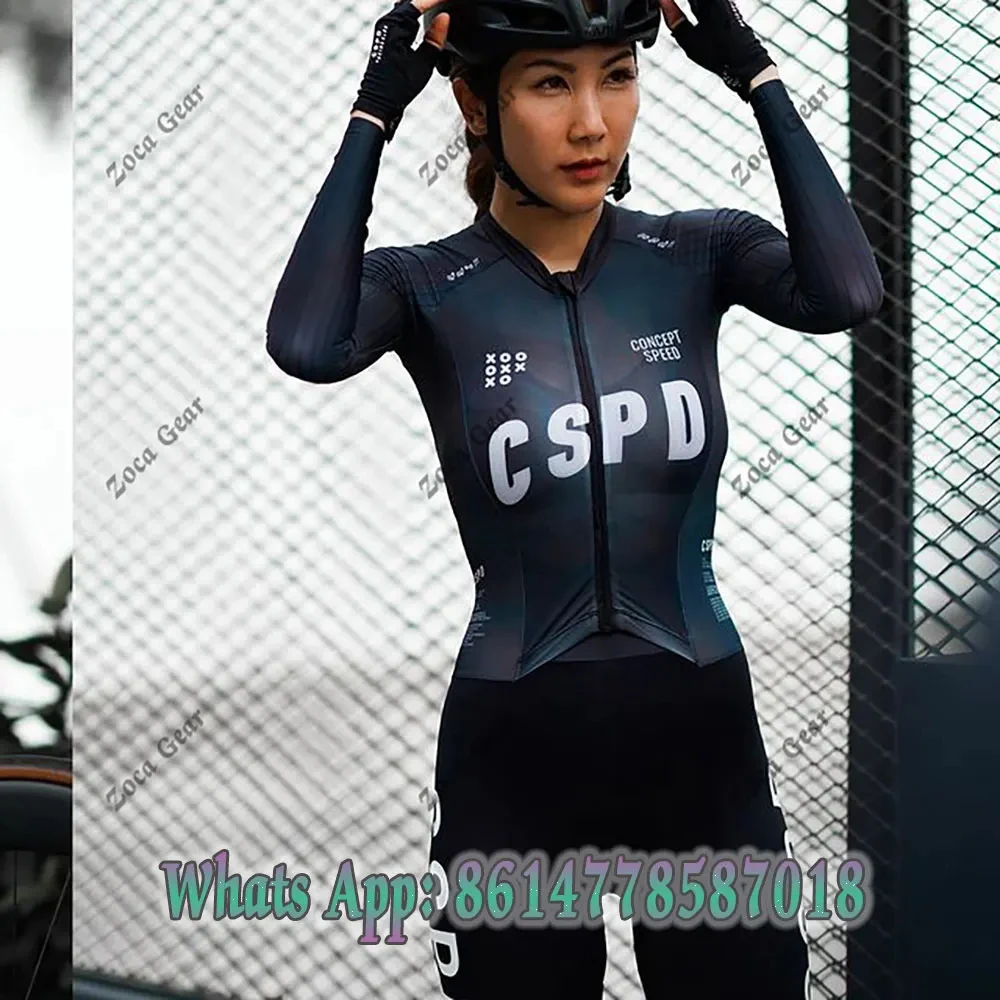 Cspd Vrouwen Triathlon Fietsen Schaatspak Een Stuk Bike Strakke Pak Lange Mouwen Mtb Mannen Ras Speedsuit Pro Road Fiets Jumpsui