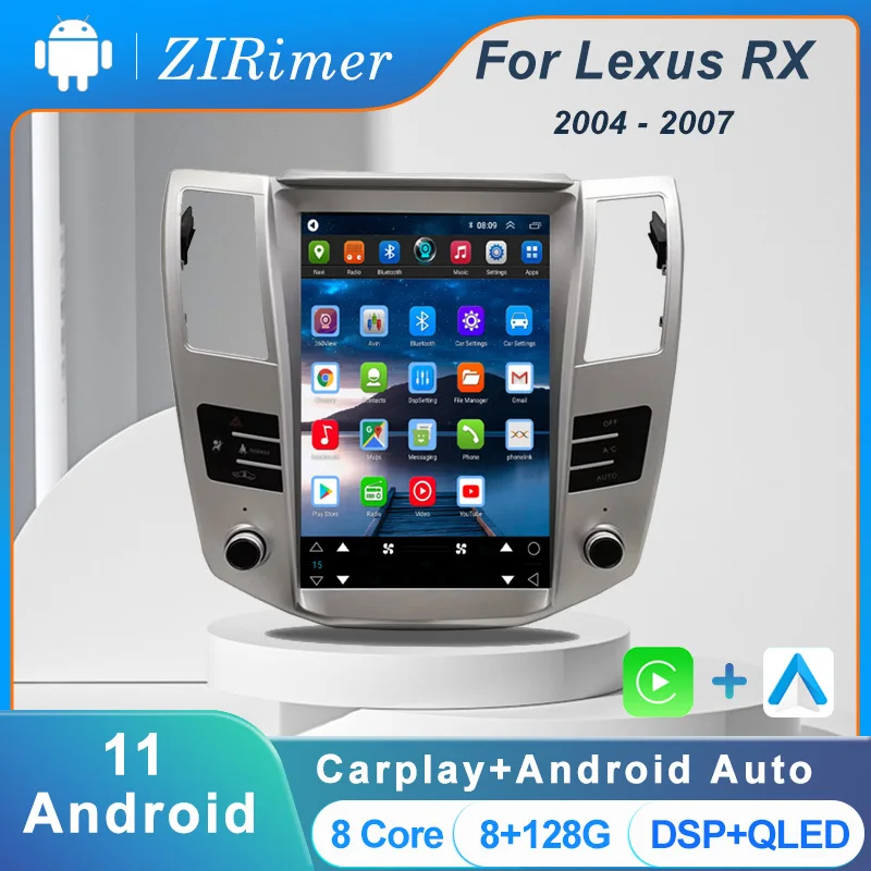 

Автомобильный радиоприемник ZIRimer Tesla Style Android 11 для Lexus RX RX300 RX330 RX350 RX400 RX450, DVD-плеер, автомобильный GPS-навигатор 4G 2004-2007