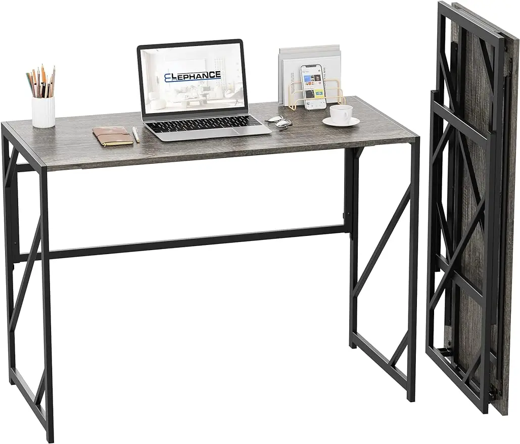 

40" Folding Computer Desk No Assembly Needed Foldable Small Home Office Desk Study Writing Desk Gaming Table for Small Space