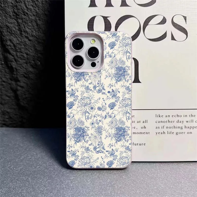 Vintage Floral Silicone PU Leather Phone Case Cover