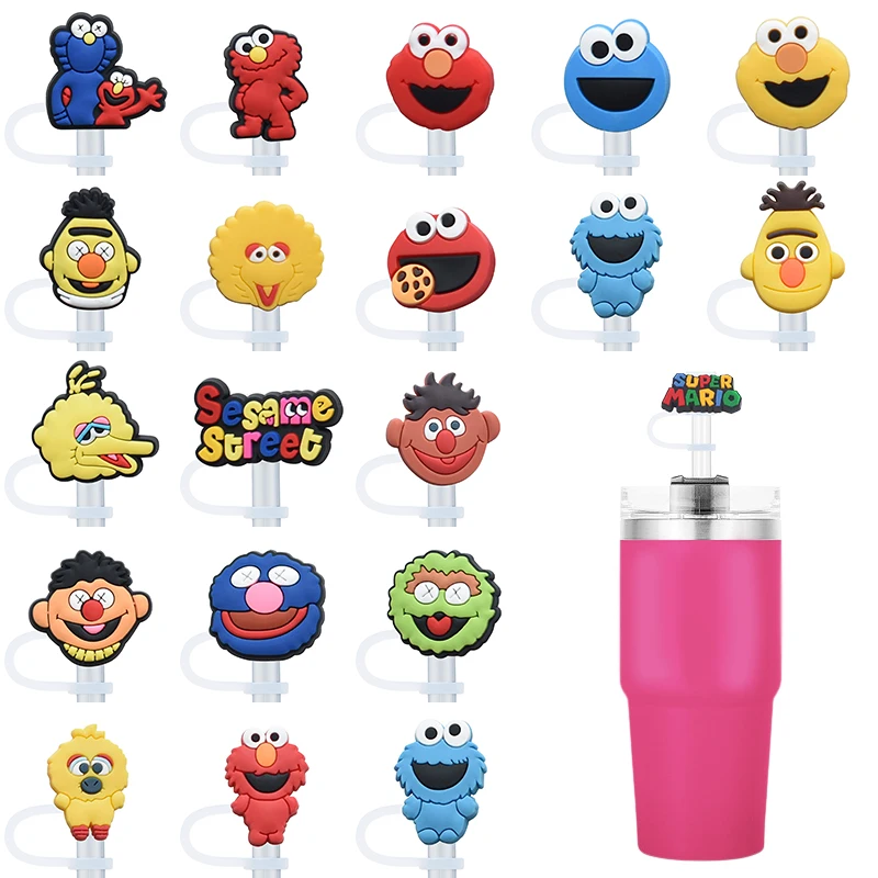 

Sesame Street Reusable 8MM Silicone Straw Cap, Airtight Dustproof Eco-friendly，Leak Proof Straw Cover Party Travel Gift