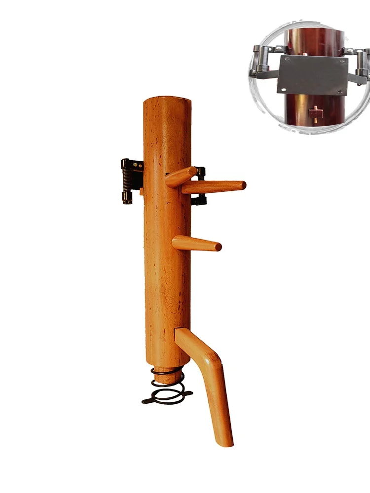 Wall Mounted Muk Yan Jongs Wing Chun Wooden Dummy with Spring Setting Woodworking Craft