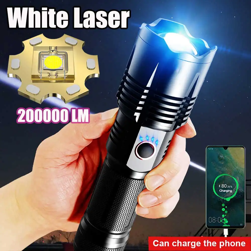 200000lm Led Lanterna Xhp70 Xhp50 Zoom Telescópico Led Usb Recarregável  18650 Super Brilhante Lanterna Tática - Lanternas - AliExpress