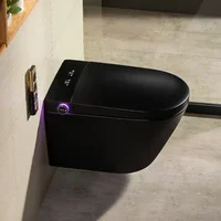 YYHC-Modern luxury hanging wall mounted european bathroom ceramic intelligent automatic wc black wall hung smart toilet 1