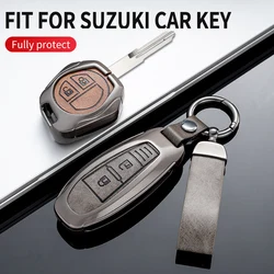 Alloy Leather Smart Car Key Fob Cover Case Shell For Suzuki Ertiga XL7 SX4 Vitara Ignis Baleno S-Presso Remote Holder Keychain