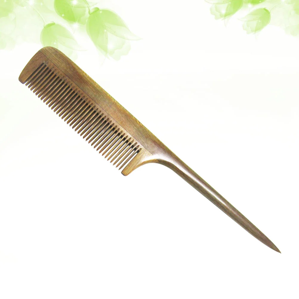 

Green Sandalwood Comb Wooden Hair Comb Long Handle Pointed Tail Comb Comb Hair Smoothing Wooden Comb Fine Tooth Comb Brush