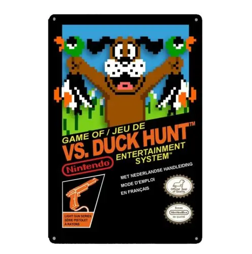1p，Duck Hunt Nintendo Nes Retro Video Game Metal Poster Tin Sign