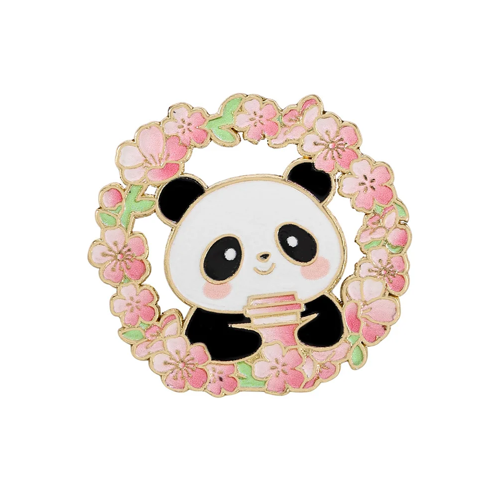 6 Stück Kirschblüten-Panda-Broschen, Kirschblüten-Festival, Touristen-Souvenir, Cartoon-Tier-Abzeichen für den täglichen Gebrauch – Detail 10