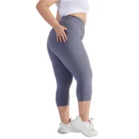 Plus size yoga pants for women Leggings fitness tummy tuck butt lift slim yoga pants with pocket summer sports cropped trousers - Image 4