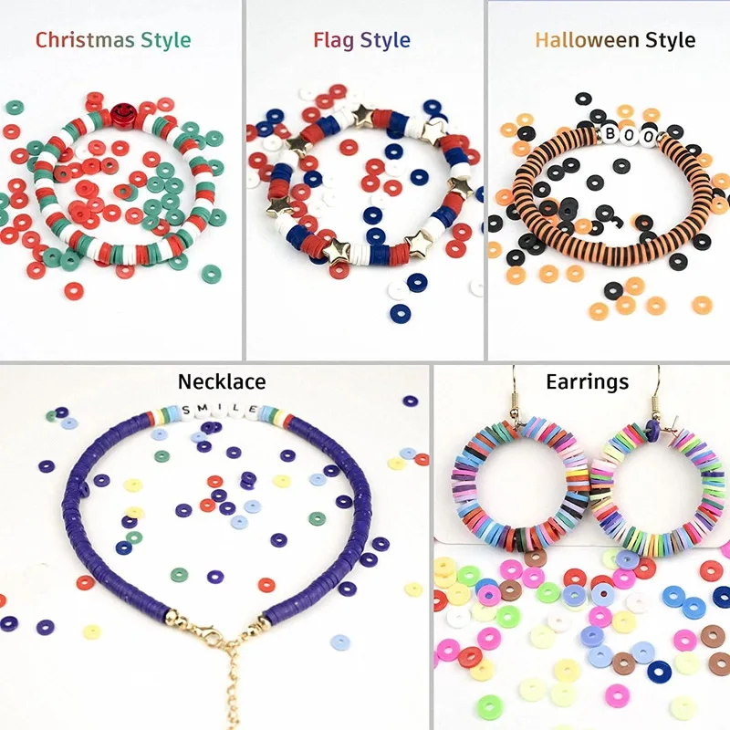 6MM 24 Flat Chip Beads For Boho Bracelet Necklce Making Letter Beads Accessories Kit DIY Toys for Kids Adult Gift