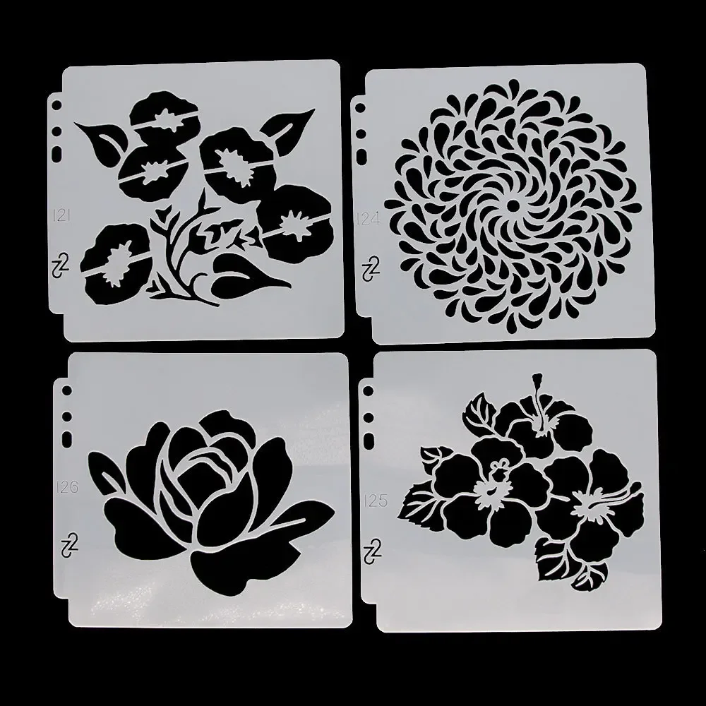 9Pcs/Set 13x14cm Flowers Daisy Rose Lip DIY Layering Stencils Painting Scrapbook Coloring Embossing Album Decorative Template