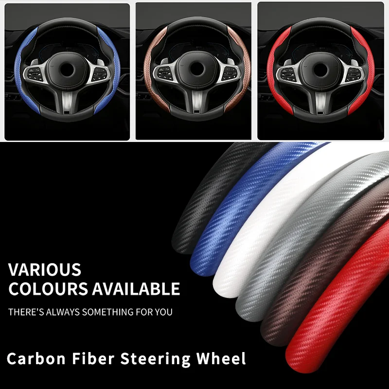 1pair Universal Carbon Fiber Pattern Steering Wheel Cover For Hyundai I30 I20 IX35 I40 Tucson