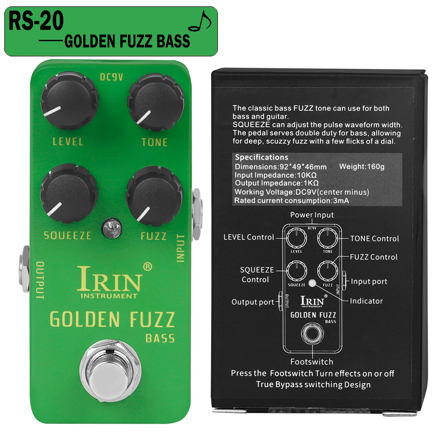 Enhanced Electric Guitar Effects Pedal: Versatile Fuzz, Overdrive, Distortion, Flanger, Ensemble & Tremolo Effects Accessory